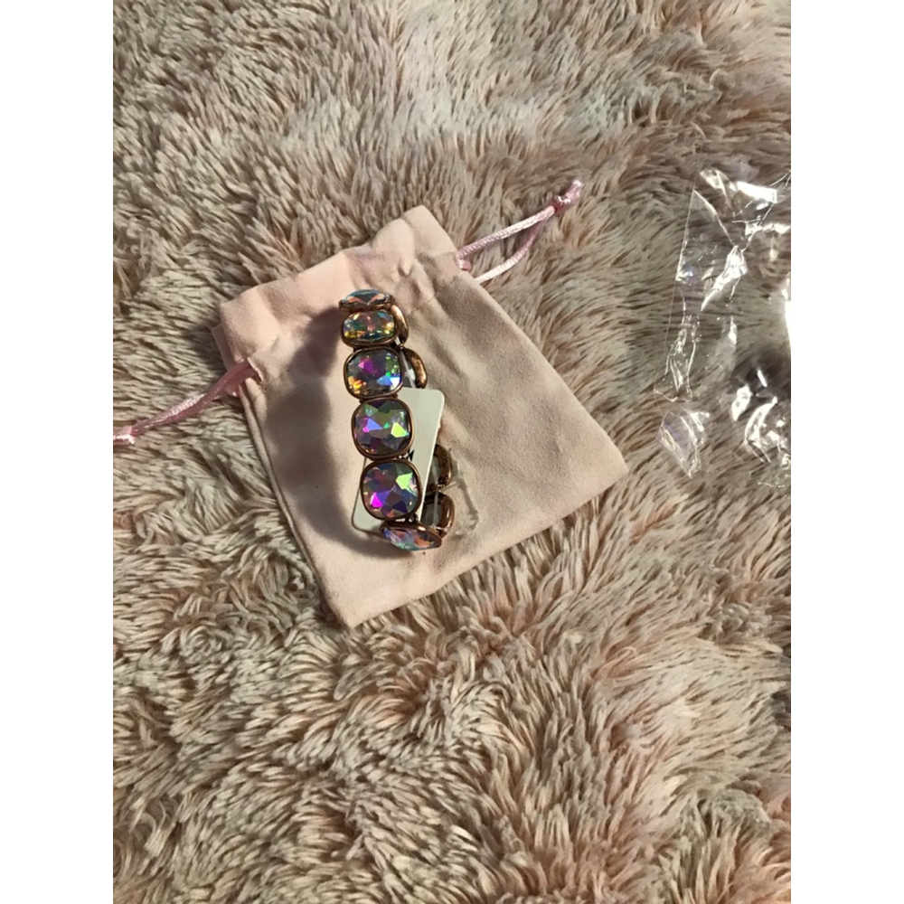 Women's Iridescent Rose Gold Tone Stretch Bracelet NEW